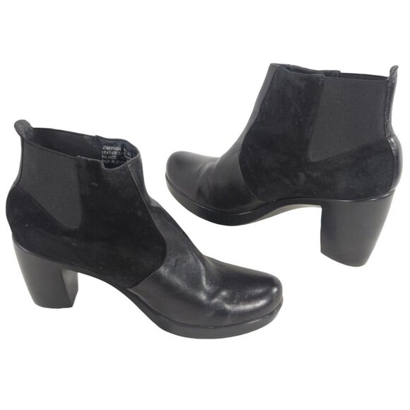 DANSKO Tiffany Nappa Suede Chelsea Ankle Boots 40 10.5 Block Heel Pull On Black - Picture 5 of 9